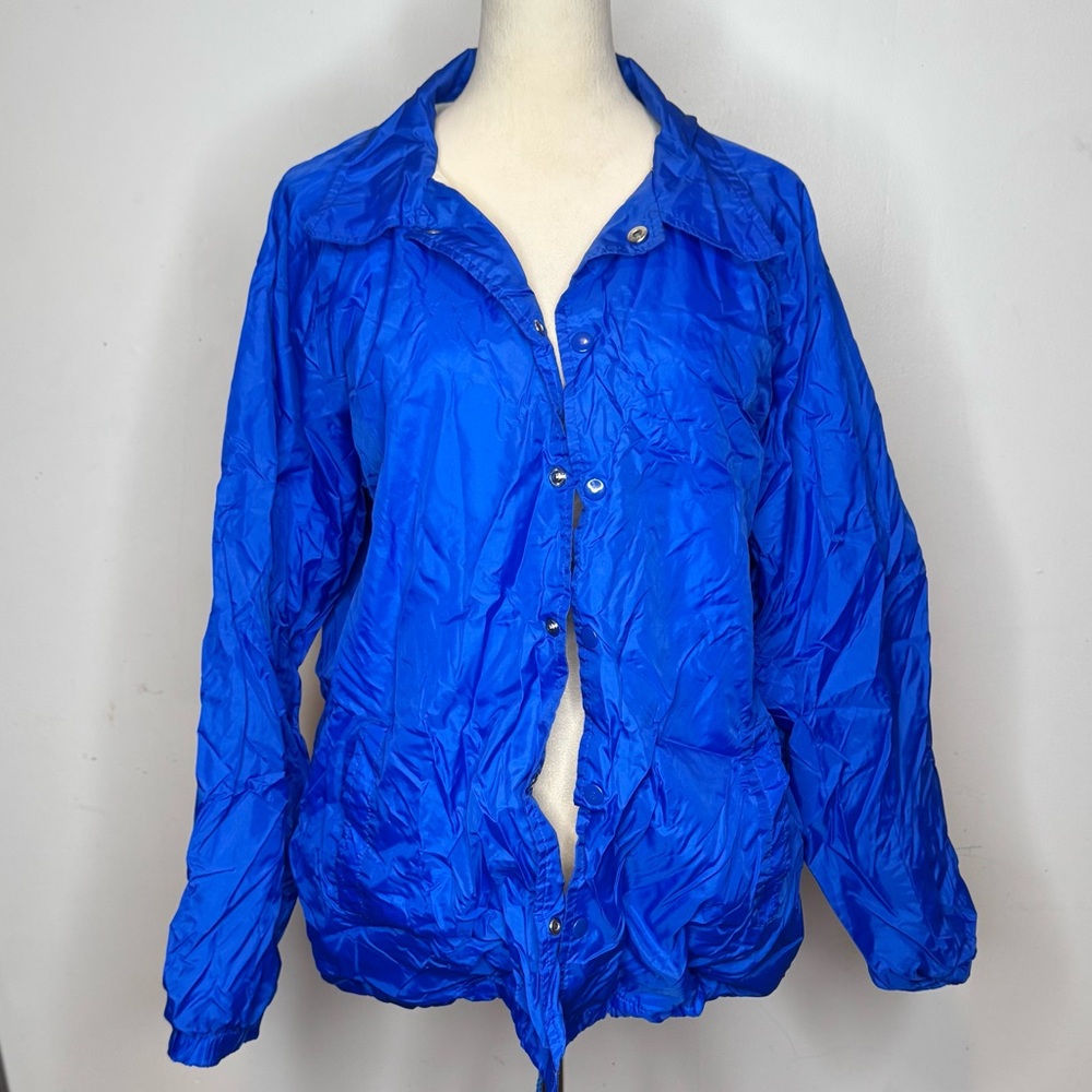 Vintage The Mens Store Windbreaker Raincoat Blue Nylon Lined Size L